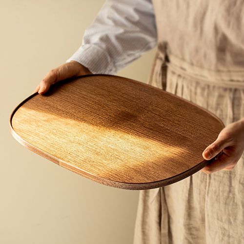 국내제작 오벌 우드트레이-월넛