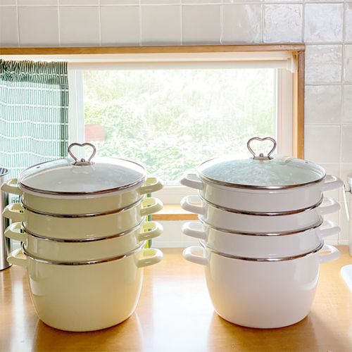 본아페 법랑 스택커블 팟 (화이트/옐로우)