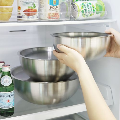 304 스텐 계량 커버 샐러드 믹싱볼 + 전용 트레이 커버 3종 (소/중/대)