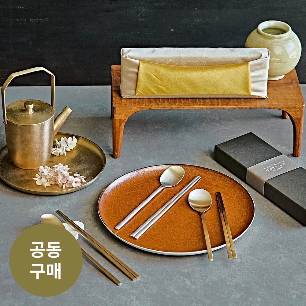 [항균 효과 99.9%] 놋담 방짜유기 프리미엄 단하수저/투톤수저 2인 세트