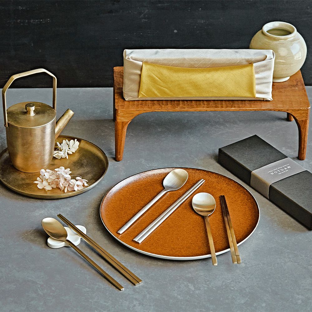 [항균 효과 99.9%] 놋담 방짜유기 프리미엄 단하수저/투톤수저 2인 세트