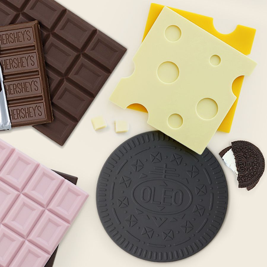 [리본제이]치즈 초콜릿 오레오 실리콘 냄비받침 매트 미끄럼방지 패드 티코스터 팟홀더