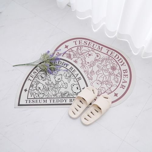 테지움 테디베어 보타닉 소프트 규조토 발매트 2종세트(반원형+타원형)