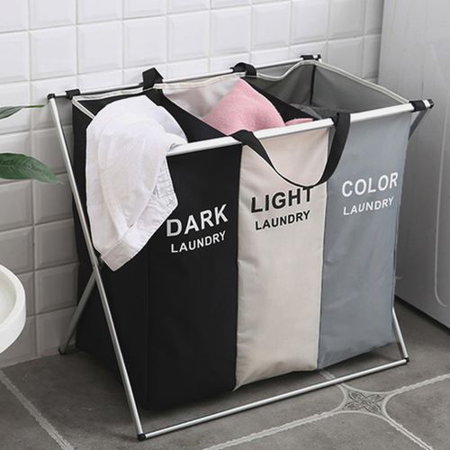 굿즈 3단 패브릭 접이식 빨래바구니