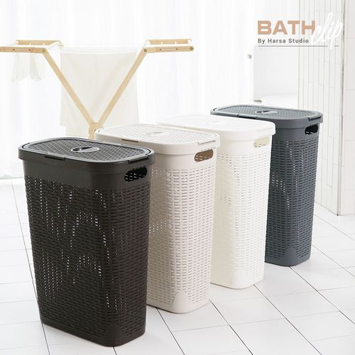 바스클립 이스라엘 라탄디자인 슬림형 빨래바구니 40L