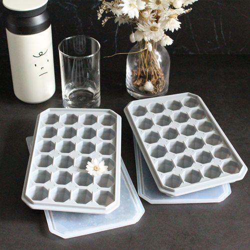 실리콘 8각 얼음틀 사각얼음 얼음트레이 24구 그레이 2P