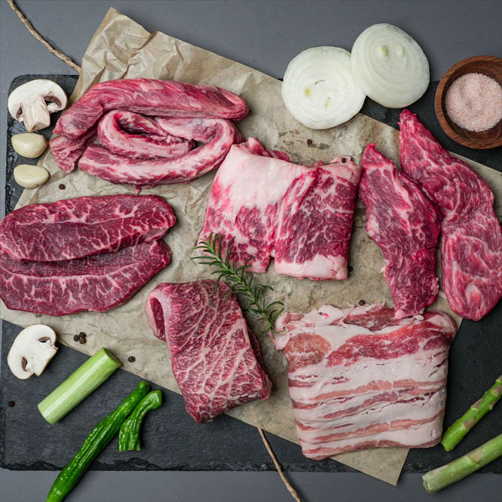 [에이징그라운드] 소돼지 온가족 세트1kg (갈비살+업진살+부채살+가브리살+목살)