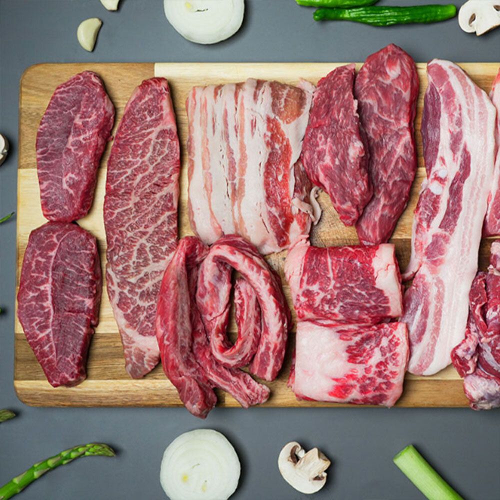 [에이징그라운드] 소고기 실속 세트800g (살치+갈비살+업진살+부채)