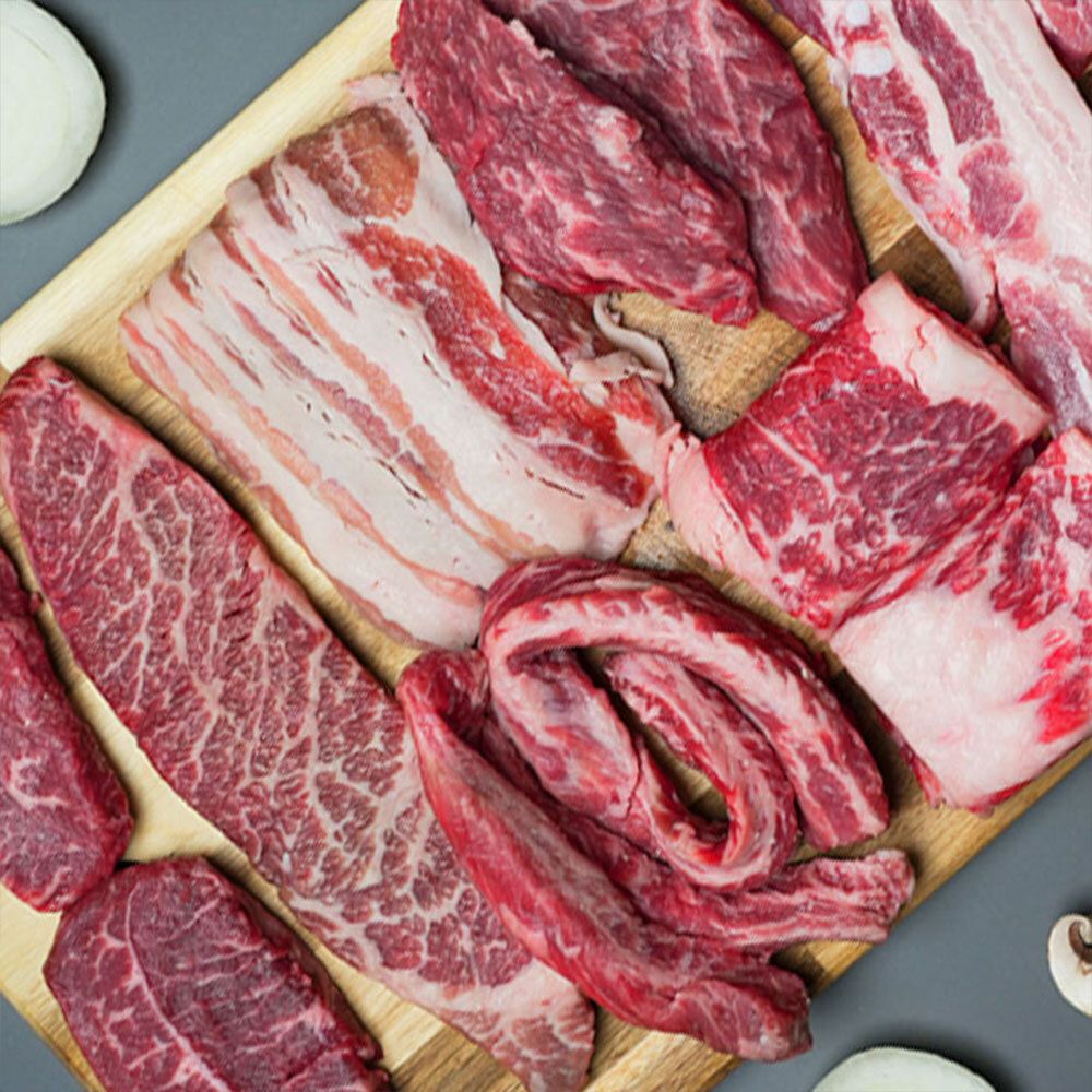 [에이징그라운드] 소고기 파티 세트1.2kg (살치+갈비살+치마살+차돌박이+업진살+부채)