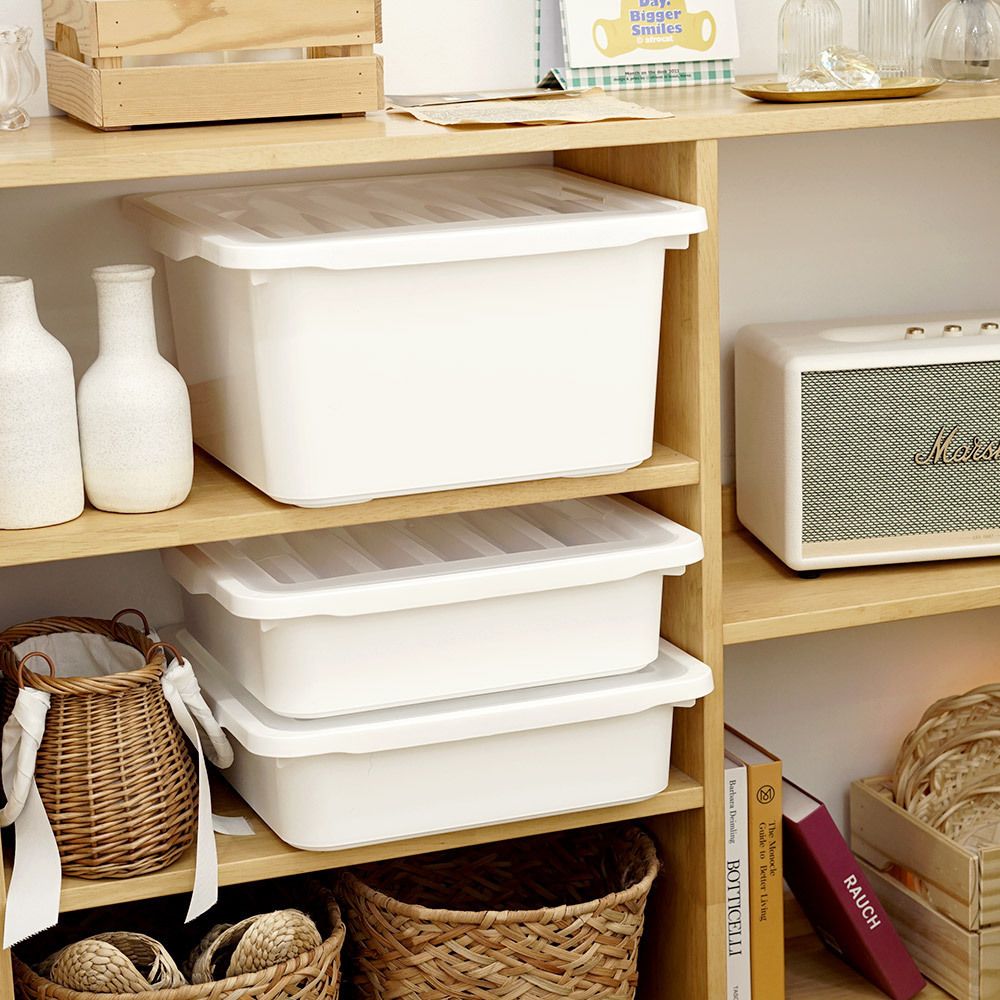 [보노하우스] 모모 팬트리 리빙박스 투명커버 M 2P 수납정리함