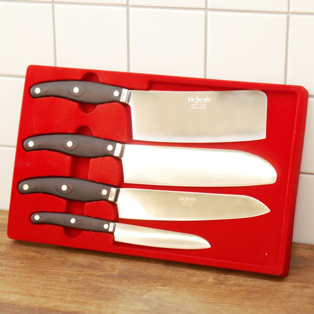 [키치니스] 수제 명품 주방 칼 4P 세트(중식도,산토구식도,셰프식도,과도)