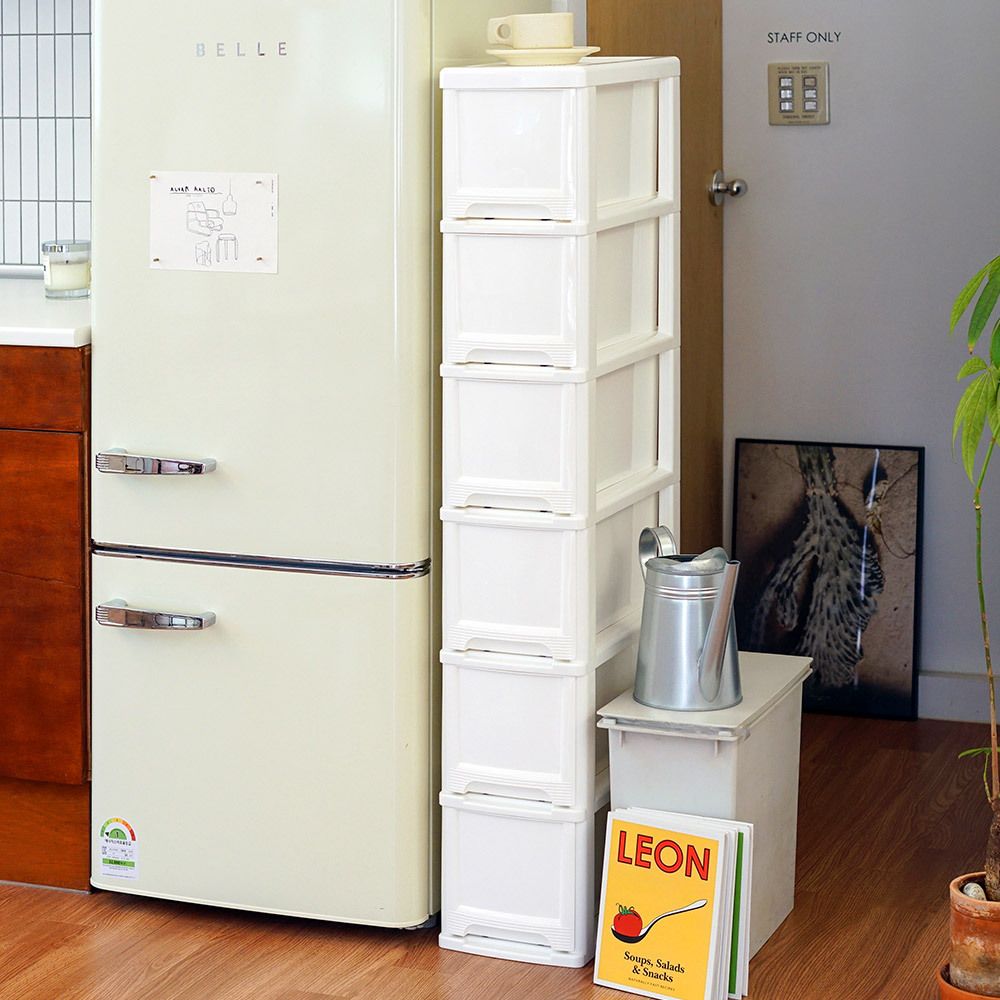 [보노하우스] 모던 슬림 틈새 서랍장 5단 (바퀴별매)