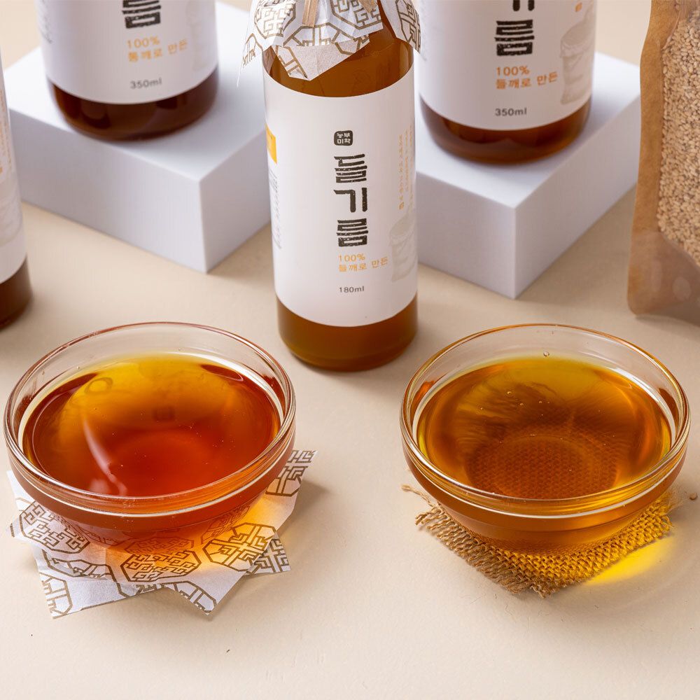 [농부미학] 저온압착 참기름 들기름 180ml 350ml , 통깨 100%