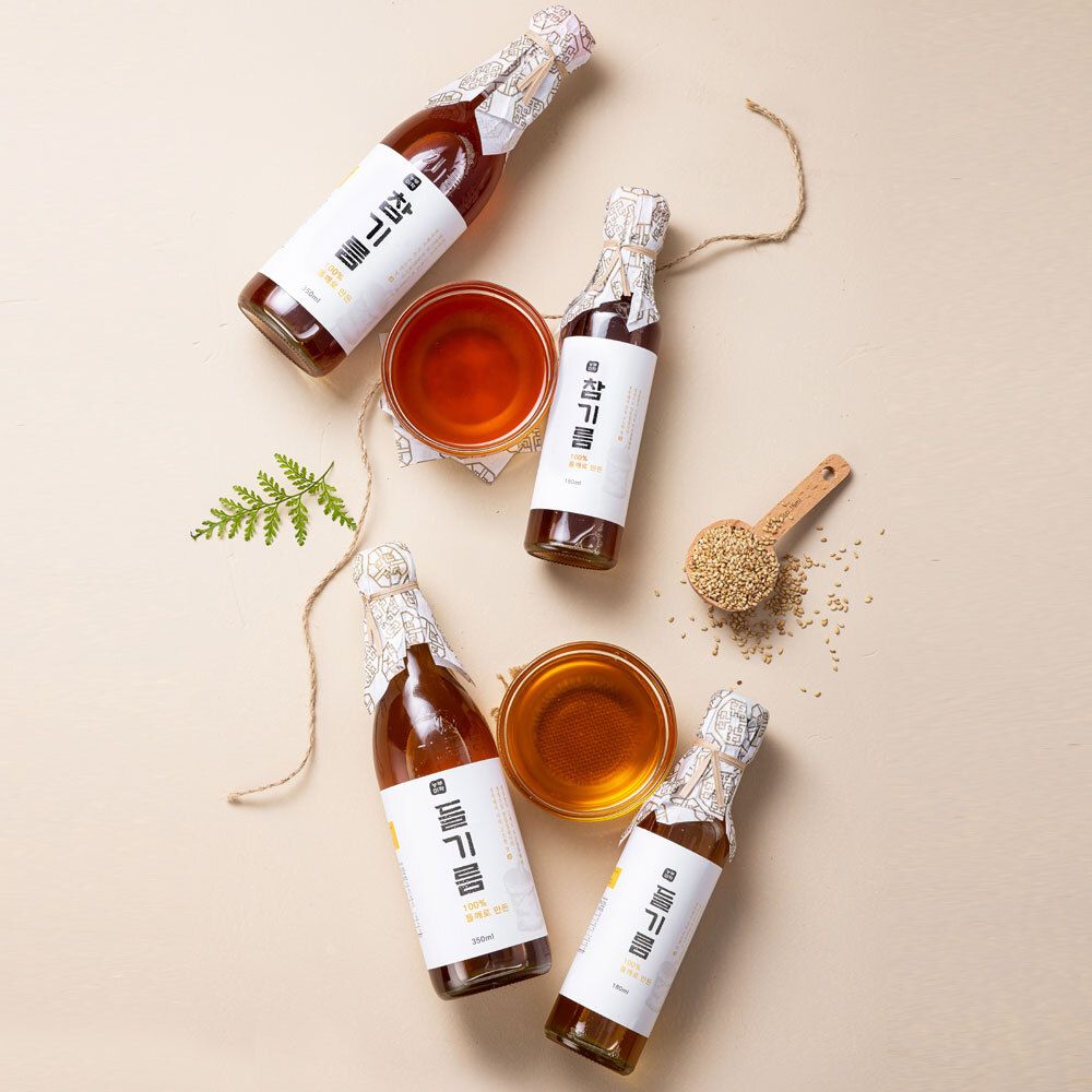 [농부미학] 저온압착 참기름 들기름 180ml 350ml , 통깨 100%