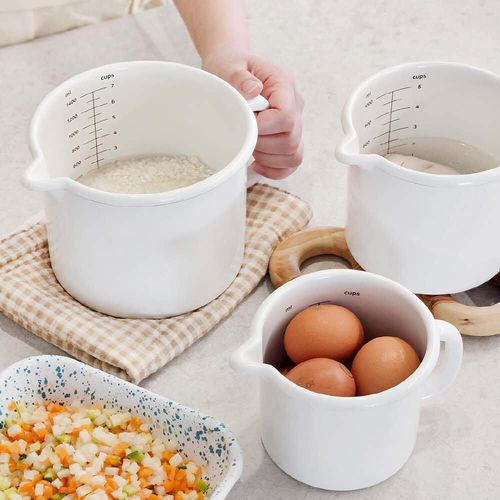 본아페 법랑 냄비 메져 저그 화이트 S,M.L 3SIZE