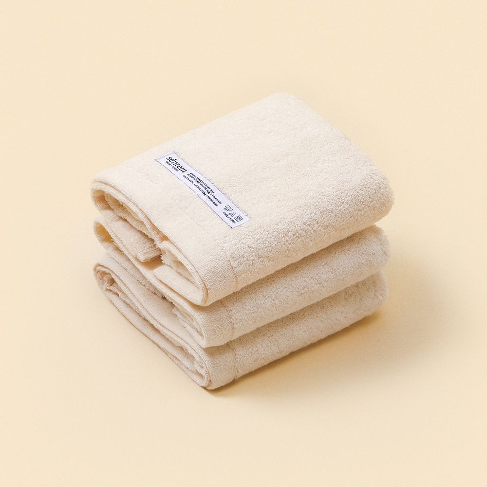 [이사/집들이] 네추럴 테라피스트 타월 3p (Cloud Ivory) / 무화학염료, 무자극, 천연염색, 호텔수건, 40수