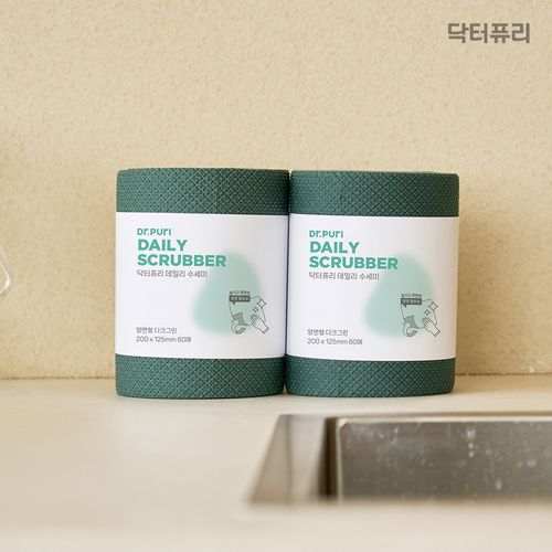 닥터퓨리 엠보싱 일회용수세미 60매 x 2입 소형 (색상 선택)