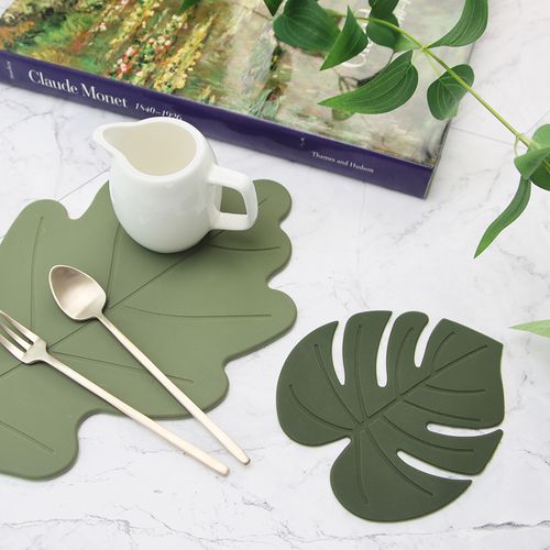실리콘 네츄럴 감성 나뭇잎 냄비 찻잔 컵 뚝배기 받침 티코스터 소형 / 대형