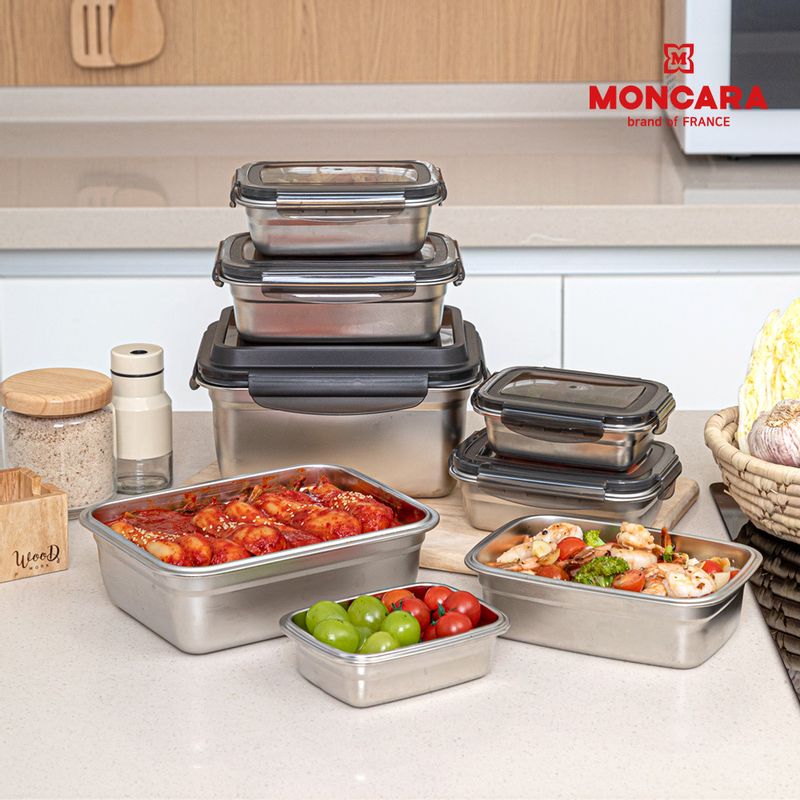 몽카라 스테인리스 컬력션 밀폐용기 8종
