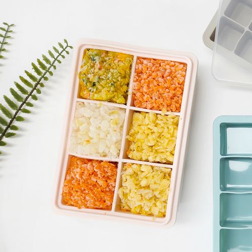 실리콘 깊은 사각모양 이유식 큐브 아이스트레이 6구 얼음틀 핑크 2개