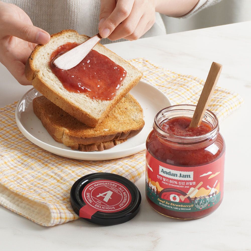 신선과일 80% 안단 과일잼 (딸기 / 블루베리 / 사과 / 복숭아) 