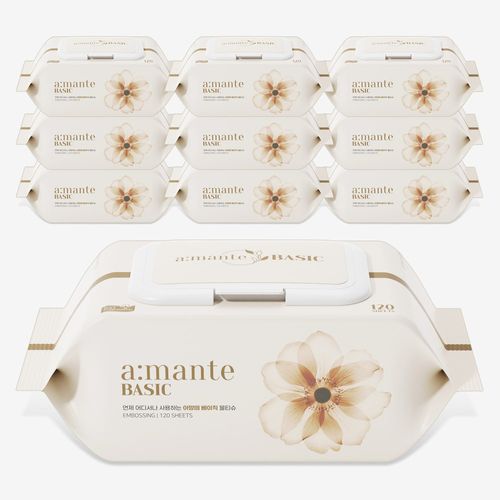 아망떼 베이직 대용량 아기물티슈 엠보싱 캡형 120매X10팩 / 20팩(추가할인)