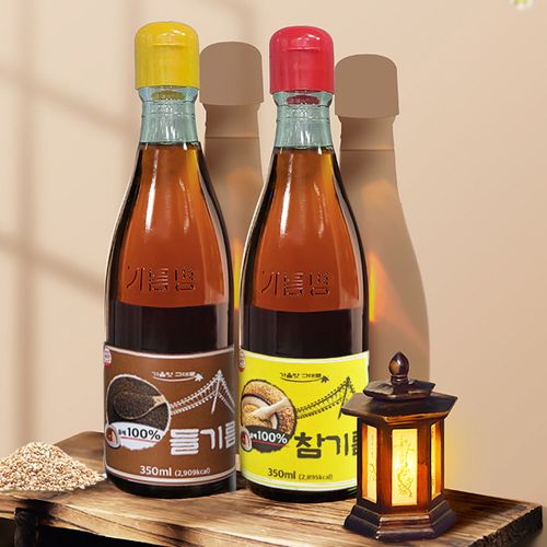 ★100%통깨★ 1회압착 안심 참기름 들기름 대용량 350ml
