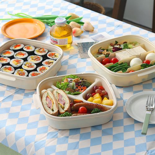 국내제작 칸칸 분리형 피크닉 3단 도시락통 밀폐용기