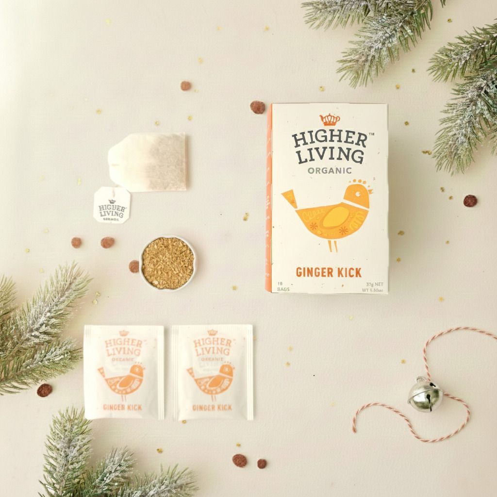 영국 하이어리빙 유기농 허브티 진저킥 차 15티백 - 레몬 생강 블렌딩 무설탕 카페인프리