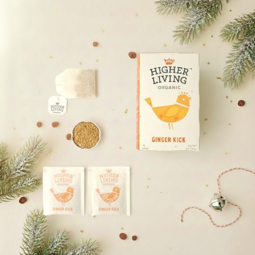 영국 하이어리빙 유기농 허브티 진저킥 차 15티백 - 레몬 생강 블렌딩 무설탕 카페인프리