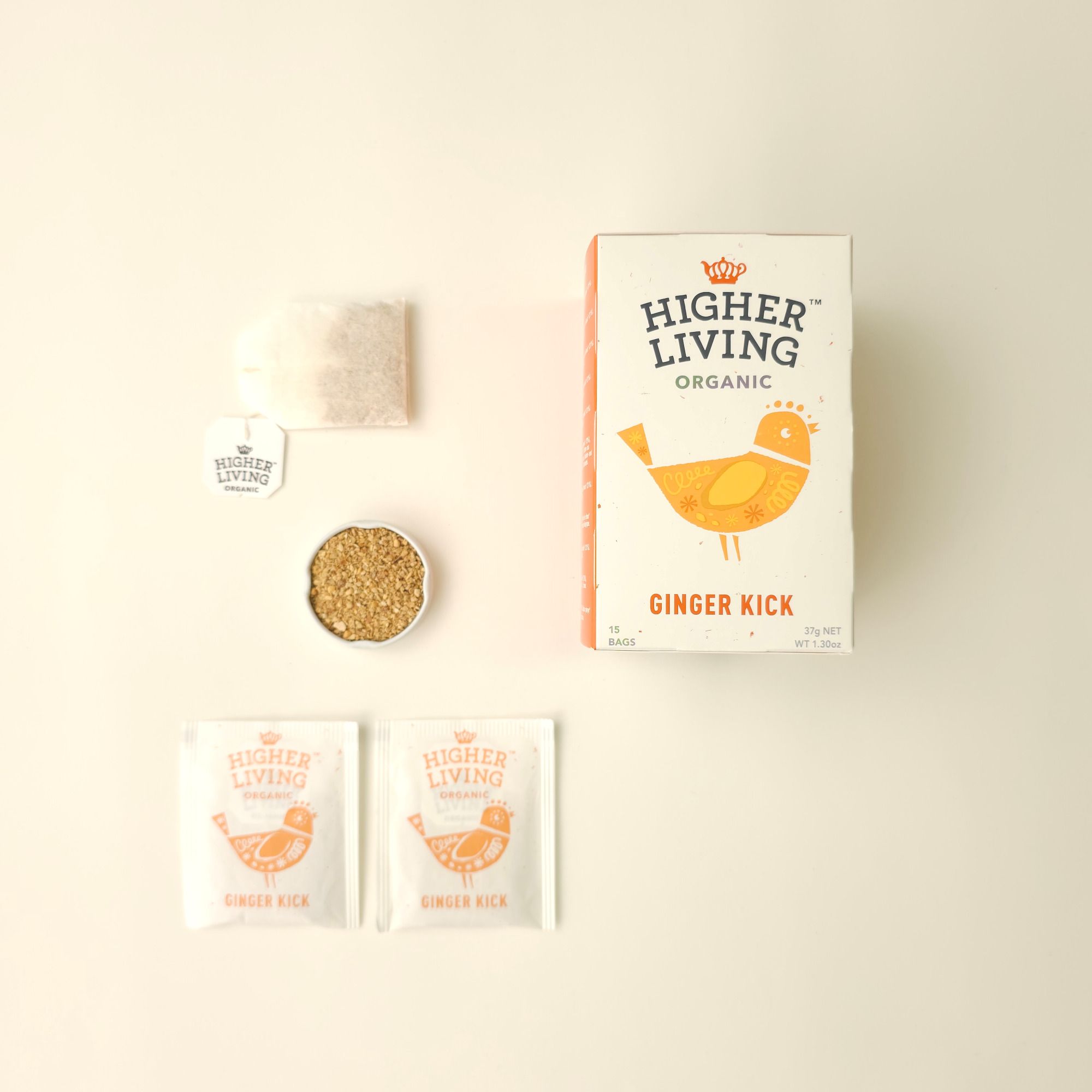 영국 하이어리빙 유기농 허브티 진저킥 차 15티백 - 레몬 생강 블렌딩 무설탕 카페인프리