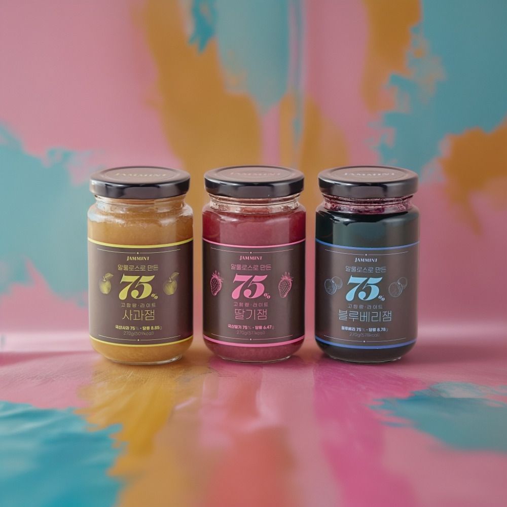 [잼민트] 알룰로스로 만든 75% 고함량 라이트 과일잼 2병 골라담기(딸기잼, 블루베리잼, 사과잼)