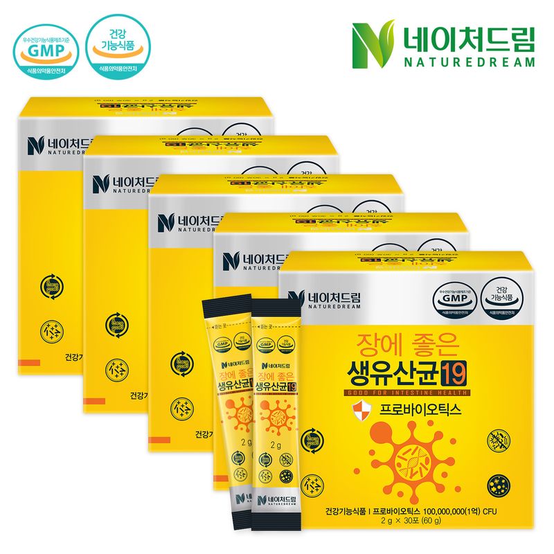 네이처드림 장에 생유산균19 2g x 30포 1박스 / 5박스