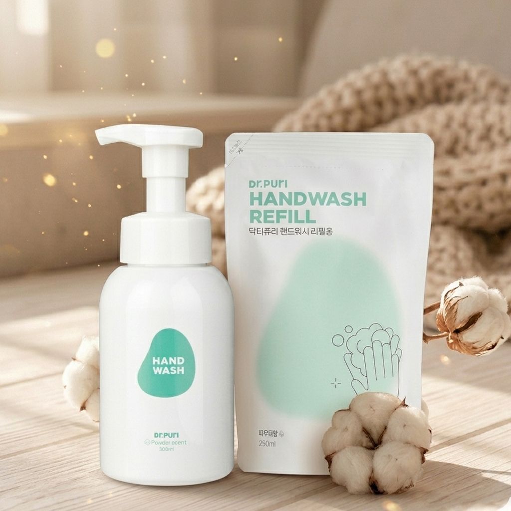 [특가] 닥터퓨리 촉촉한 거품형 핸드워시 파우더향 300ml 본품 + 250ml 리필 세트