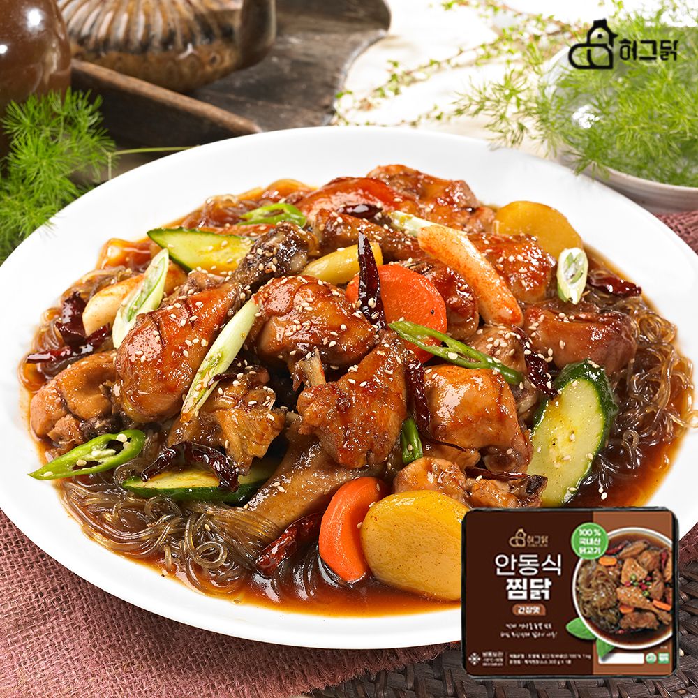[허그닭] 국내산 안동식 찜닭 대용량 1팩(1kg)+간장소스 1팩(300g)