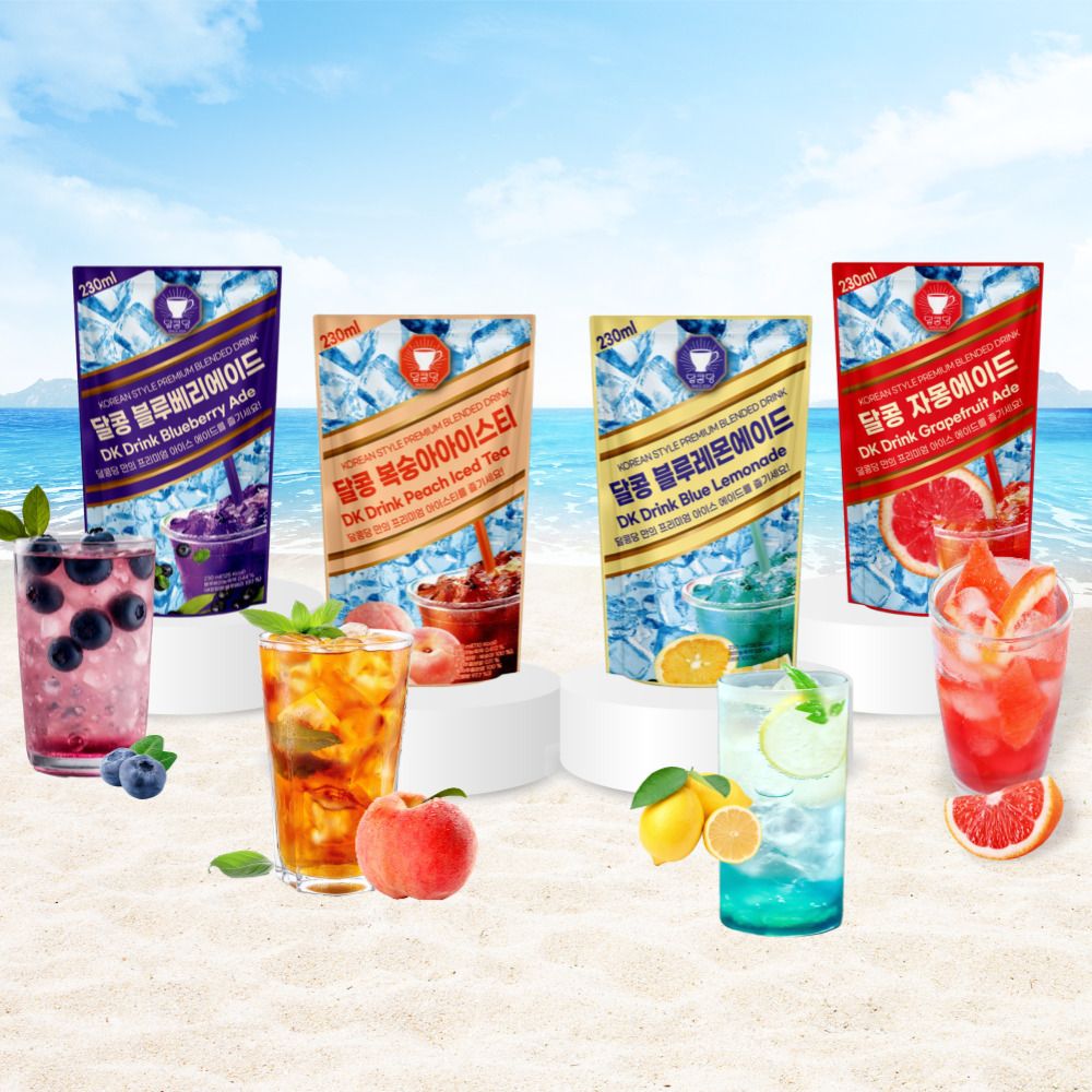 여름 프리미엄 파우치 음료 4종 230ml 10팩+10팩 (복숭아 블루레몬 자몽 블루베리)