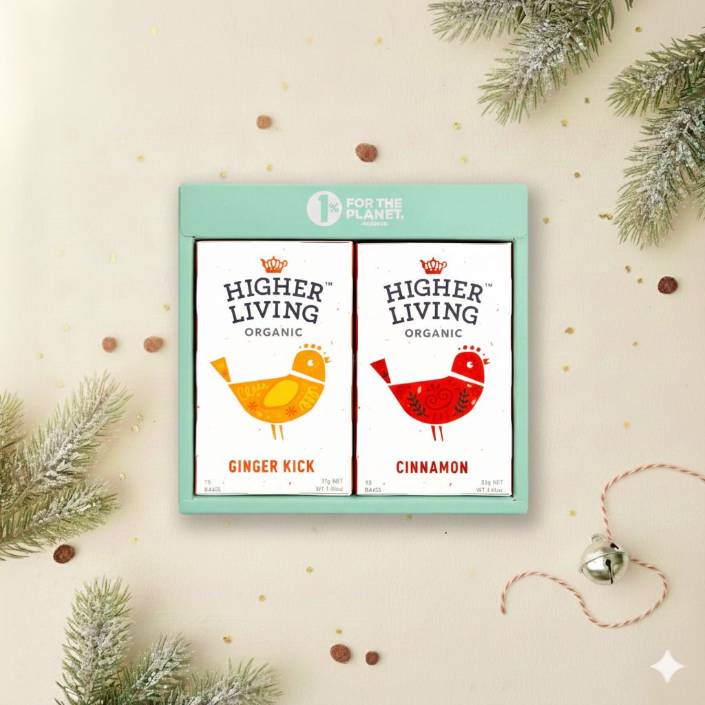 영국 하이어리빙 진저킥  & 시나몬 차 선물세트 구성 [선물세트용 박스/ 쇼핑백+ 허브티 2곽 (15티백/15티백)]