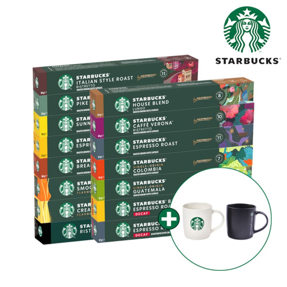 [네스프레소] 스타벅스 10입 커피캡슐 5박스 (15종 택1) + 스타벅스 머그컵 랜덤증정