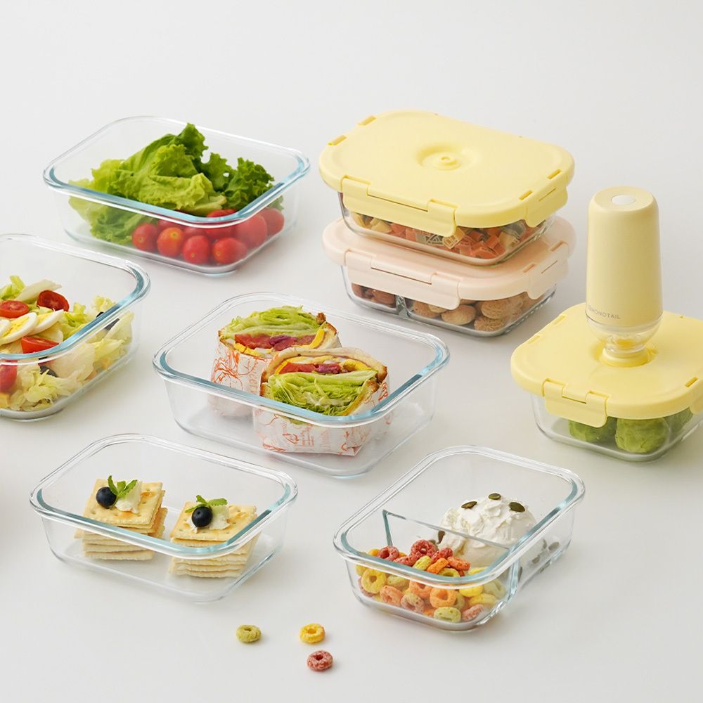 [1+1] 모노테일 세보리 내열유리 진공 밀폐용기 2color