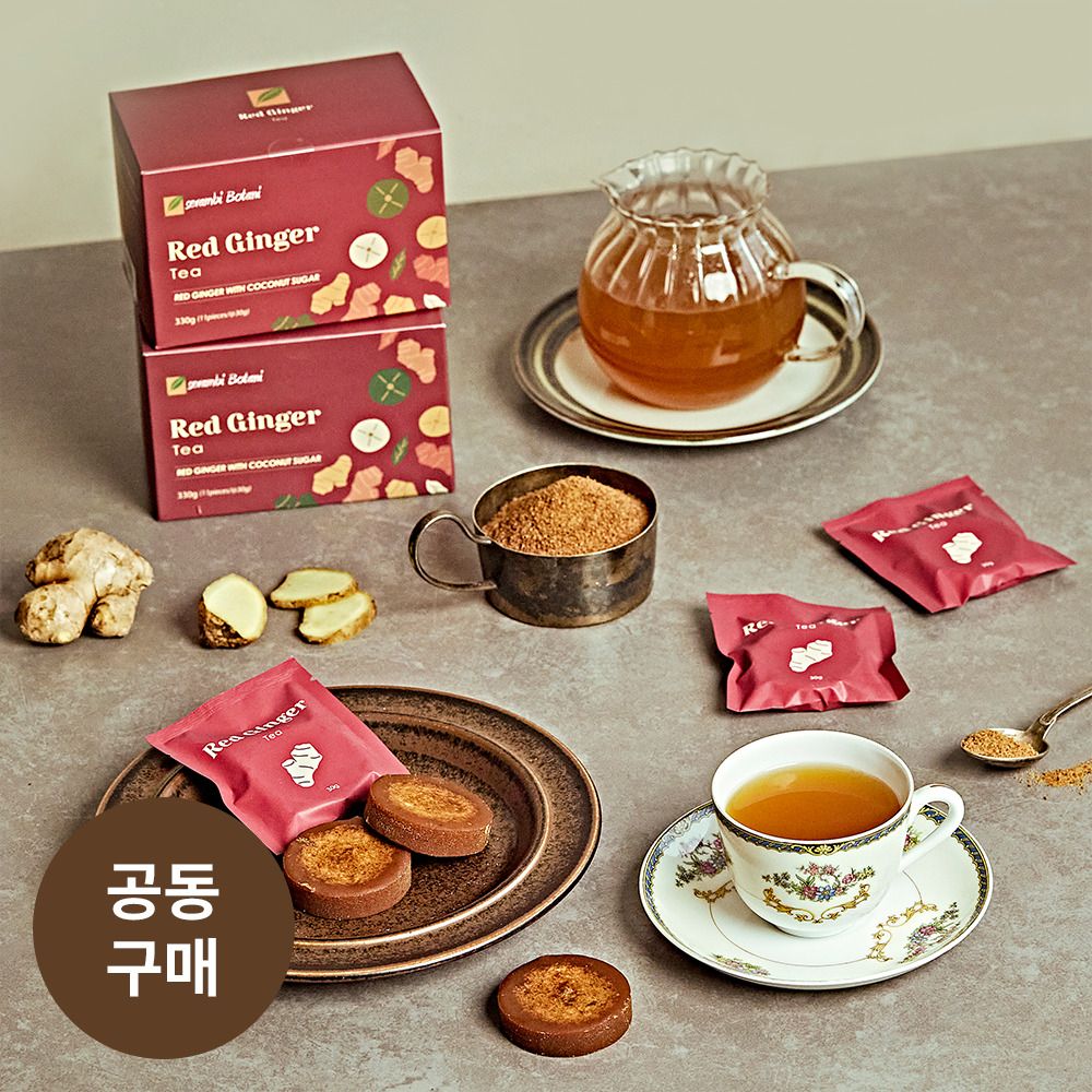 [단독특가] 코코넛 슈가로 당 걱정 없이 깊고 진한 세람비 보타니 레드 진저 생강차, 크레마 2종