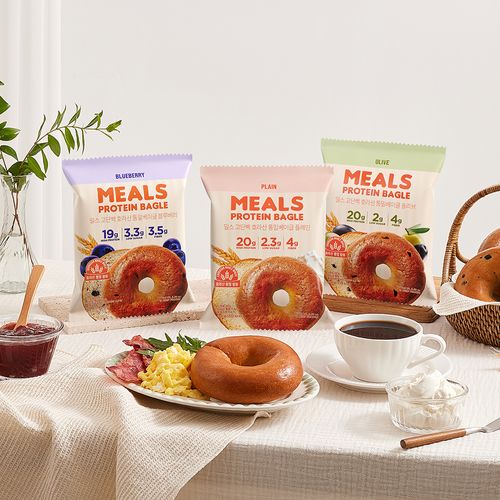 밀스 고단백 저당 카무트 통밀 베이글 3종(플레인/블루베리/올리브)