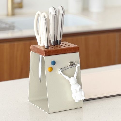 우드 철제 칼블럭 물빠짐 칼꽂이 5구 칼보관함