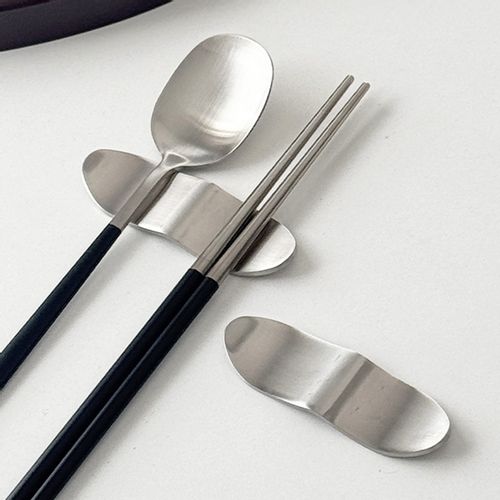 스텐 모던 수저 받침대 4P세트 물결 수저받침