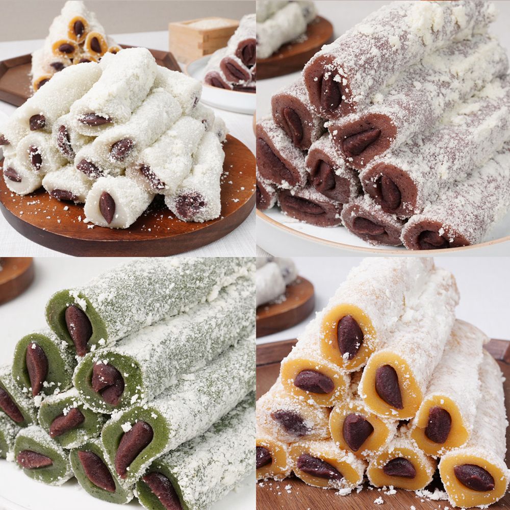 [우리쌀] 팥앙금 카스테라 말이떡 1kg(백/흑미/호박/쑥) [FD]