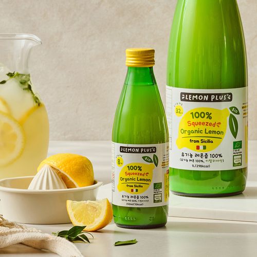 레몬착즙액 100% 레몬플러스 '유기농' 레몬즙 3종 (250ml/500ml/1L)