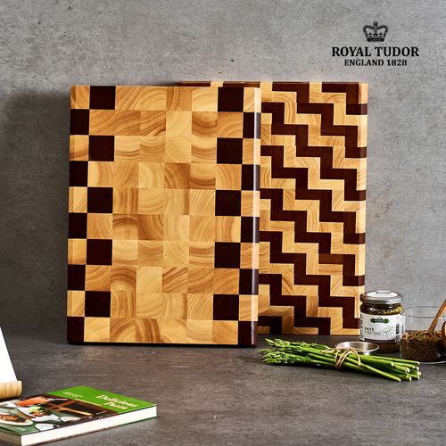 로얄튜더 프리미엄 헤리티지 엔드그레인 원목도마 2종(체스/헤링본)