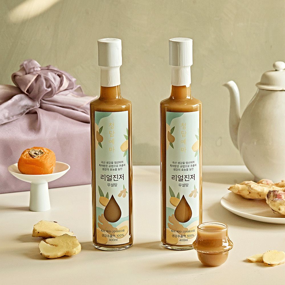 [명절특가] 국내산 생강 100% 무설탕 생강원액 ‘리얼진저’ 400ml (+선물포장)