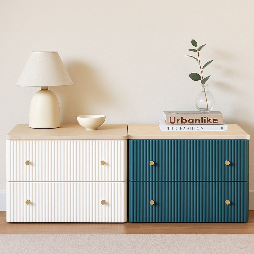 [보노하우스] 카밀라 템바보드 우드상판 2단 서랍장 인테리어 수납장 (6color) 