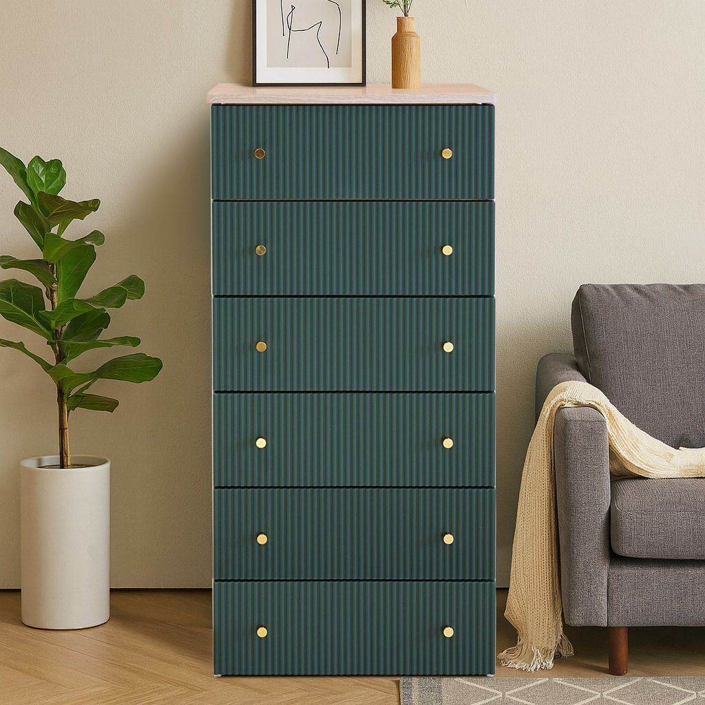 [보노하우스] 카밀라 템바보드 우드상판 6단 서랍장 인테리어 수납장 (6color) 