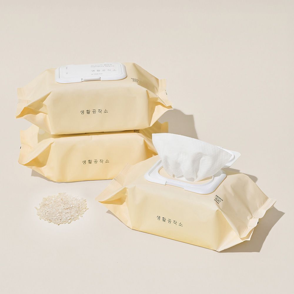 [5개] 생활공작소 대용량 시그니처 도톰한 순한 물티슈 100매 5개